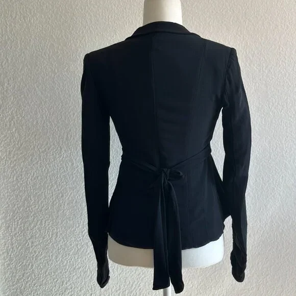 Paola Frani Black Draped Peplum Blouse – Made in Italy – Size 6 (IT 38) - Picture 5 of 10
